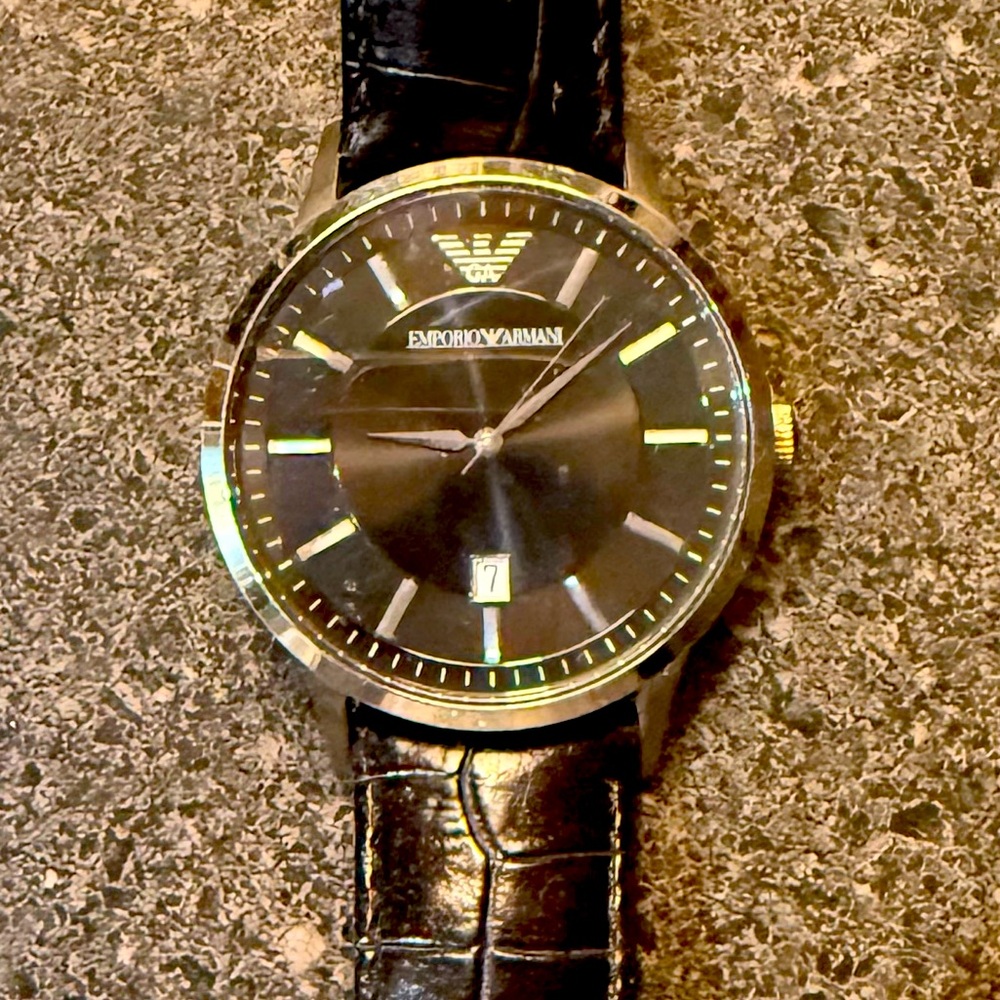 Emporio Armani Black and Silver Watch